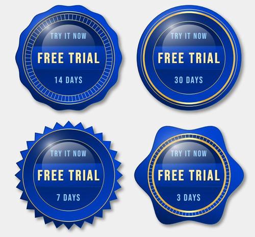Blue gradient free trial labels vector
