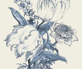 Blue watercolor flower vector