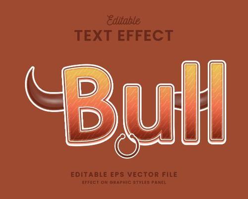 Bull text effect vector