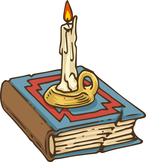 Candlestick placed on a book vector