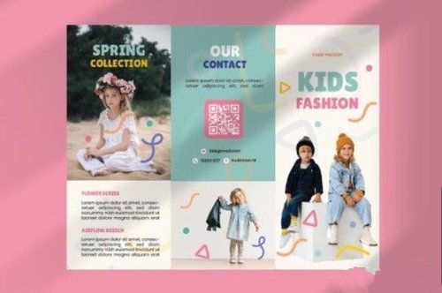 Childrens clothing fashion brochure vector