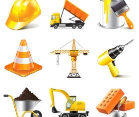 Construction icons realistic vector