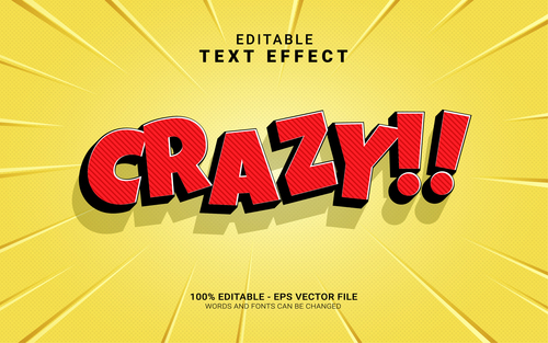 Crazy cartoon text style effect vector