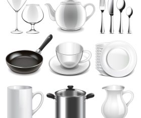 Crockery icons realistic vector