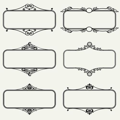 Different decorative patterns and rectangular frames vector