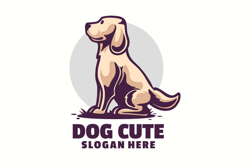 Dog cute logo designs vector
