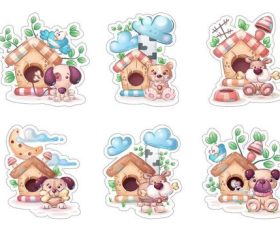 Doghouse cartoons stickers vector