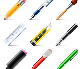Drawing tools icons realistic vector