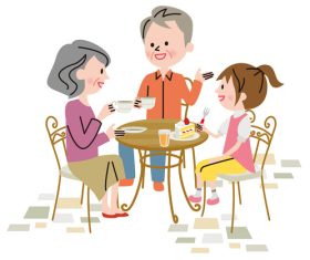 Drinking afternoon tea with grandparents vector