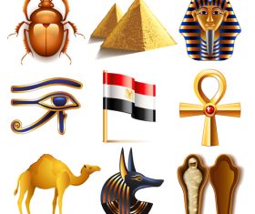 Egypt icons realistic vector