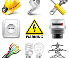 Electricity tools icons realistic vector