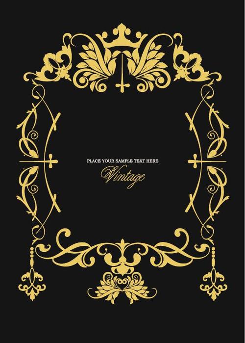 Elegant royal golden style frames vector