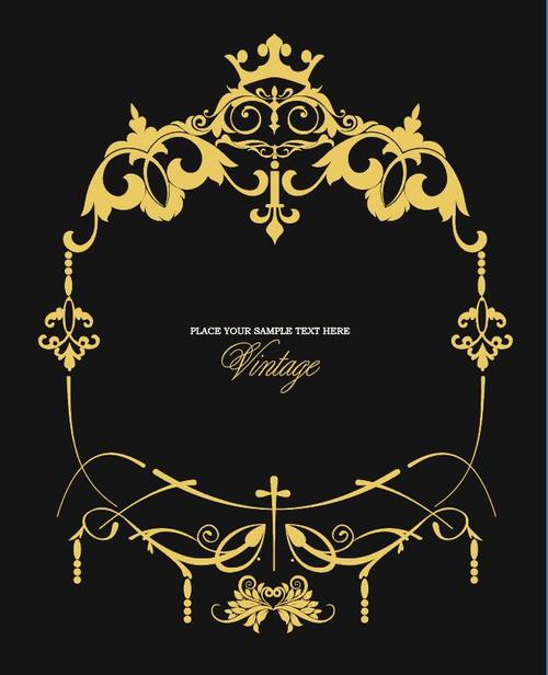 Exquisite royal golden style frames vector