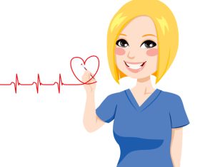 Female doctor vector for drawing heartbeat charts