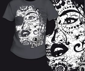 Female faces tshirt design vector