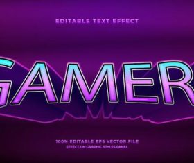 Gamers text effect vector