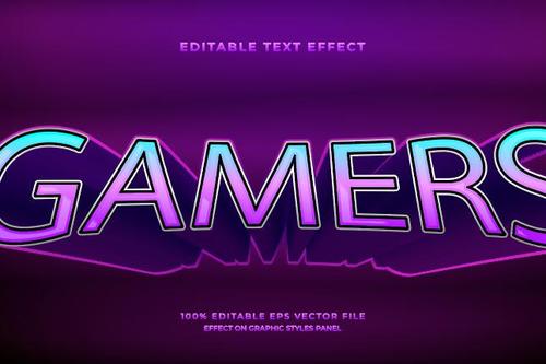 Gamers text effect vector