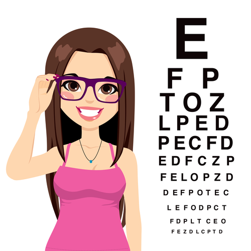 Girl vector with myopia glasses