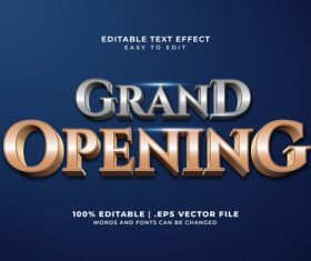 Grand opening 3d style text effect vector