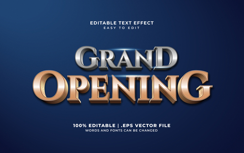 Grand opening 3d style text effect vector