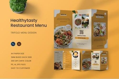 Healtytasty restaurant menu vector