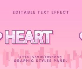 Heart pixel text effect vector
