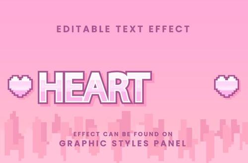 Heart pixel text effect vector