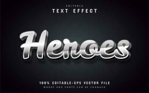 Heroes editable 3d text effect vector