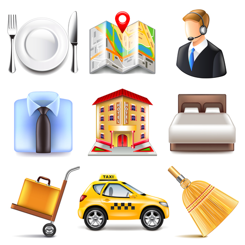 Hotel icons realistic vector