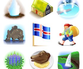 Iceland icons realistic vector