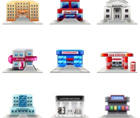 Infrastructure buildings icons realistic vector