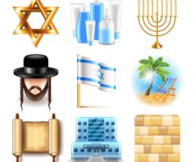 Israel icons realistic vector