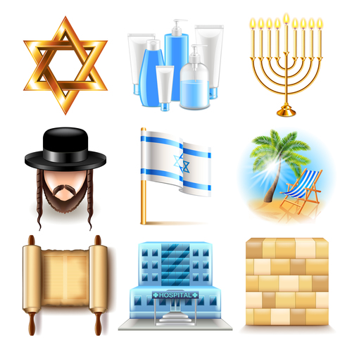 Israel icons realistic vector