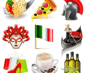 Italy icons realistic vector