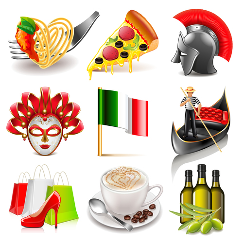 Italy icons realistic vector