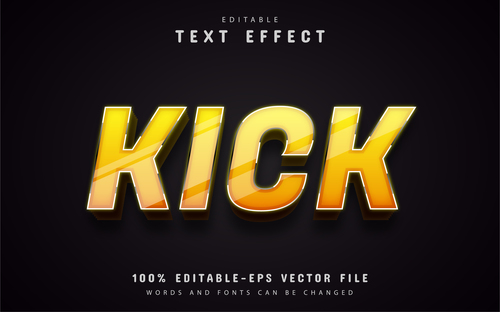 Kick editable 3d text effect vector