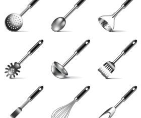 Kitchen utensils icons realistic vector