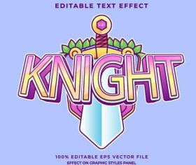 Knight text effect vector