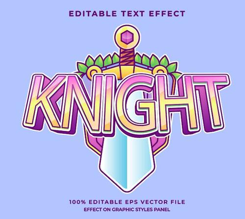 Knight text effect vector