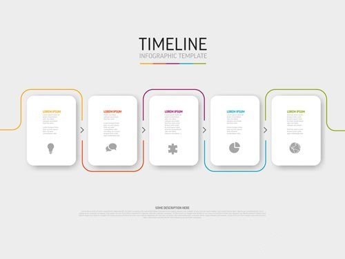 Light infographic template with five rounded block cards vector