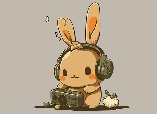Listening to music rabbit vector