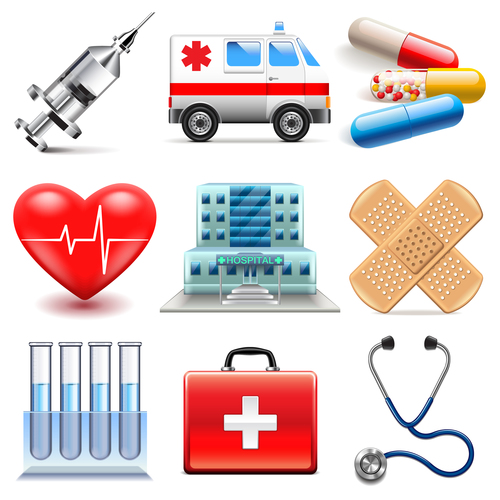 Medical icons realistic vector