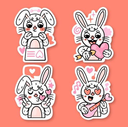 Mischievous rabbit sticker vector