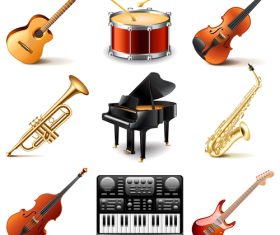 Musical instruments icons realistic vector