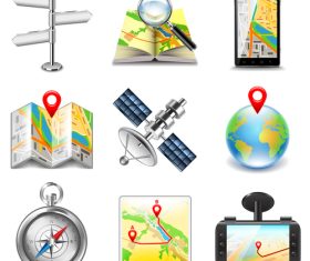 Navigation icons realistic vector