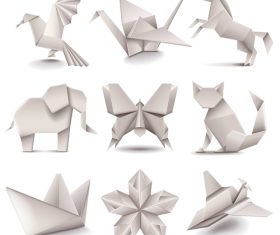 Origami icons realistic vector