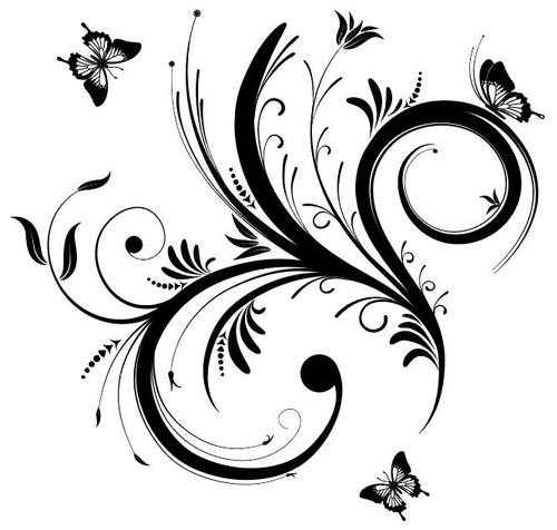 Plant and butterfly xhadow vector