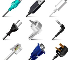 Plugs icons realistic vector