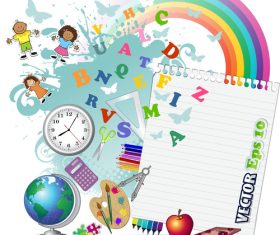 Return to school element cartoon vector