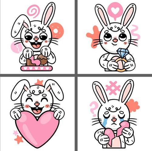 Romantic rabbit cartoon vector